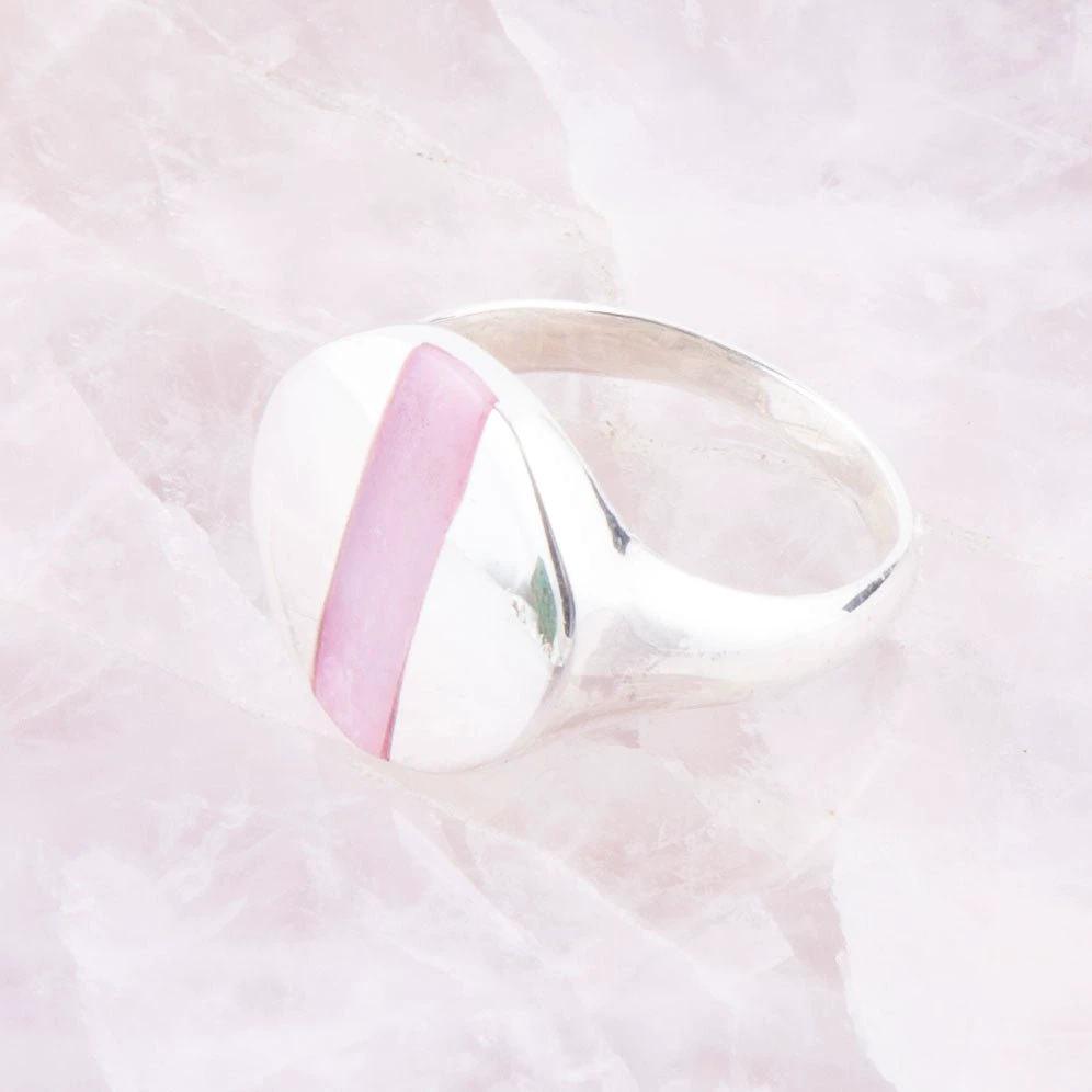 Signet Pink Opal and Sterling Silver Circle Ring by Barse Jewelry