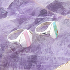 Signet Pink Opal and Sterling Silver Circle Ring by Barse Jewelry