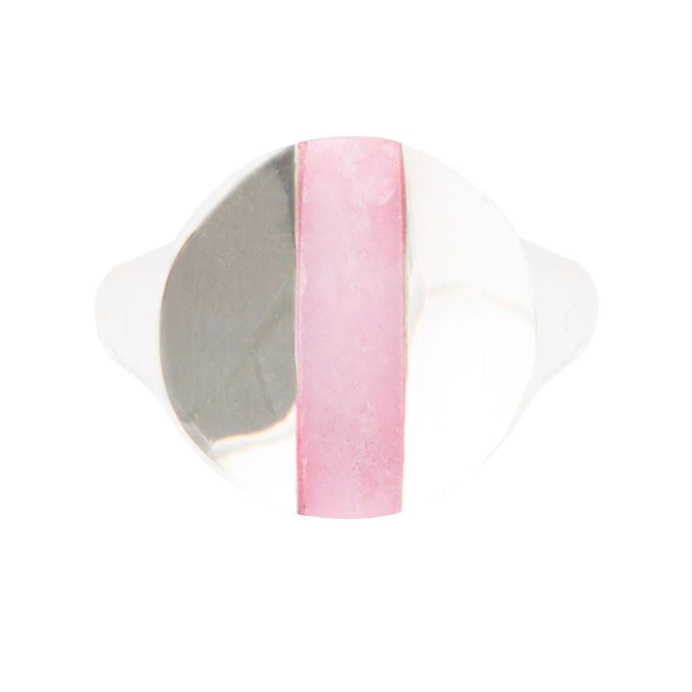 Signet Pink Opal and Sterling Silver Circle Ring by Barse Jewelry