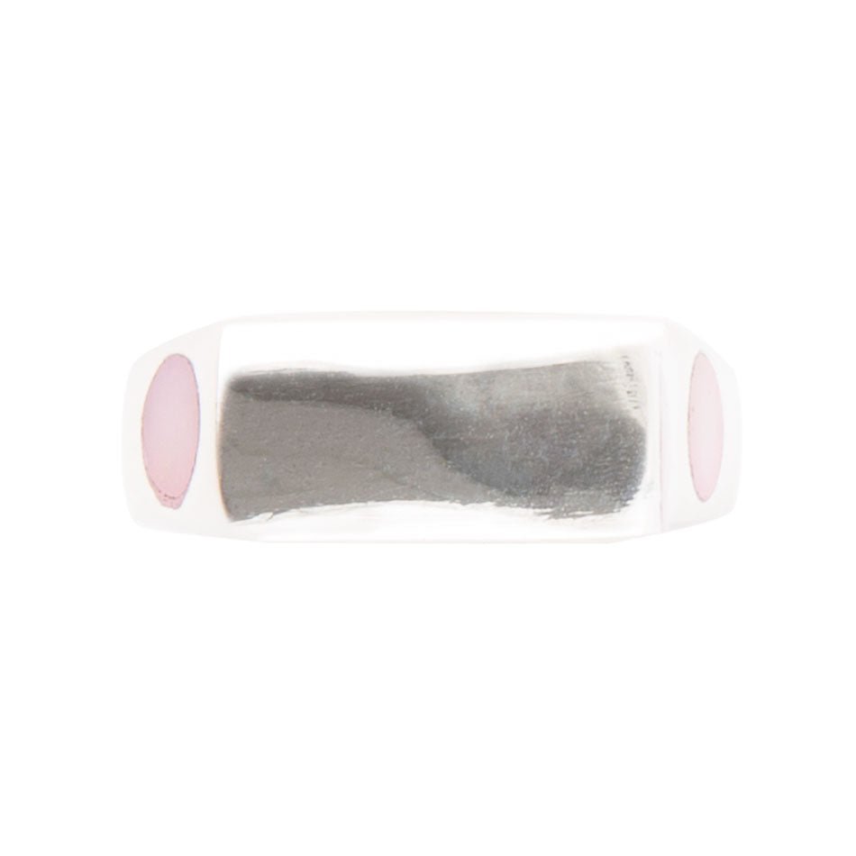 Signet Pink Opal and Sterling Silver In The Hole Ring Rings La Vie Bien Signet Pink Opal and Sterling Silver In The Hole Ring