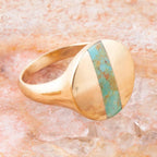 Signet Turquoise and Bronze Circle Ring by Barse Jewelry