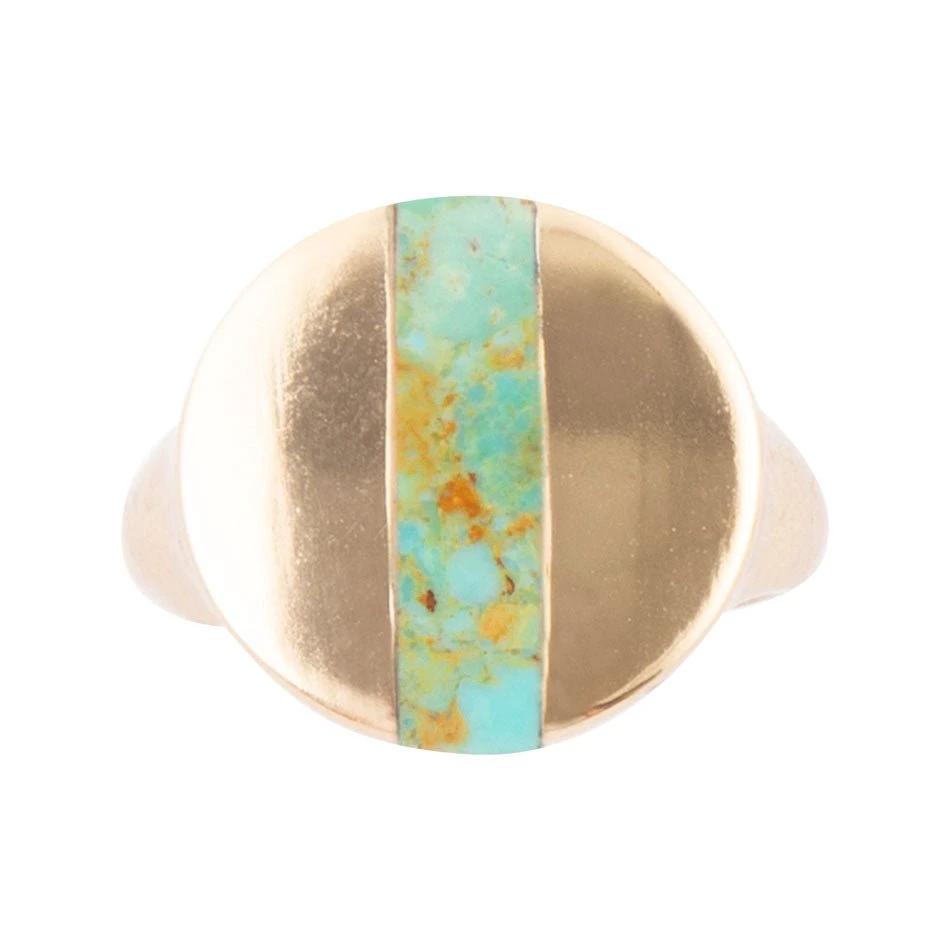Signet Turquoise and Bronze Circle Ring by Barse Jewelry