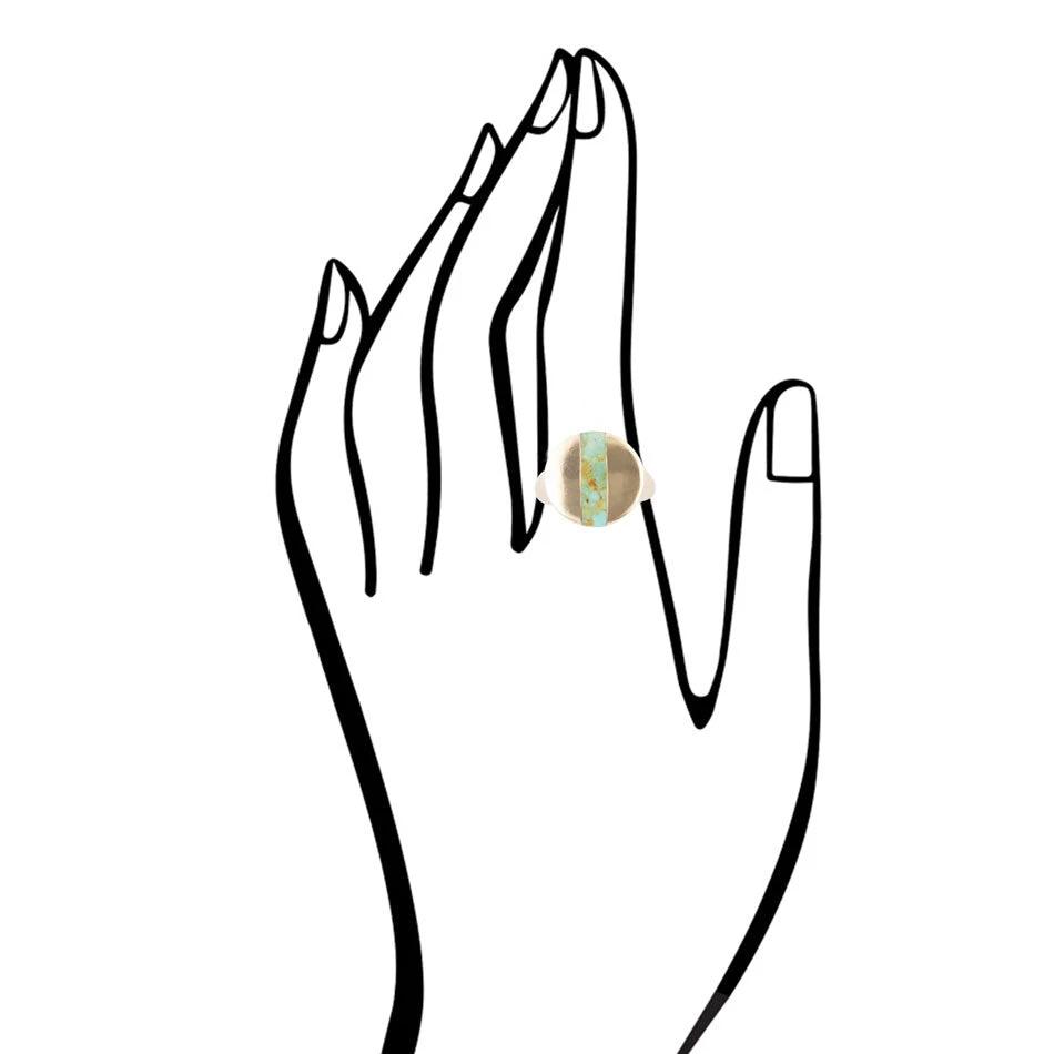 Signet Turquoise and Bronze Circle Ring by Barse Jewelry