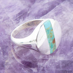Signet Turquoise and Sterling Silver Circle Ring by Barse Jewelry