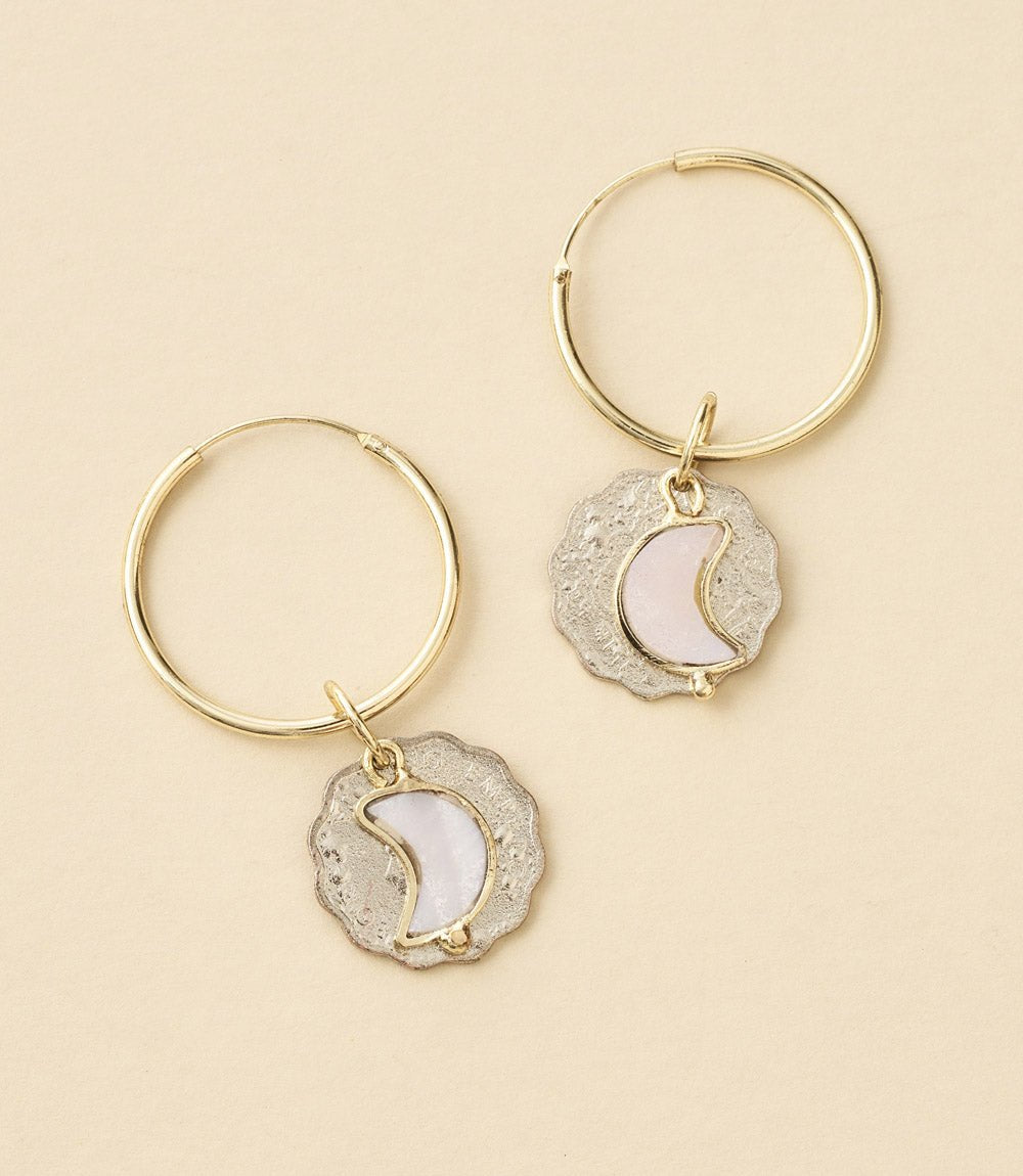 Sikka Coin Dangle Hoop Earrings HME stock line La Vie Bien Sikka Coin Dangle Hoop Earrings