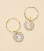 Sikka Coin Dangle Hoop Earrings HME stock line La Vie Bien Sikka Coin Dangle Hoop Earrings