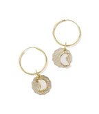 Sikka Coin Dangle Hoop Earrings HME stock line La Vie Bien Sikka Coin Dangle Hoop Earrings