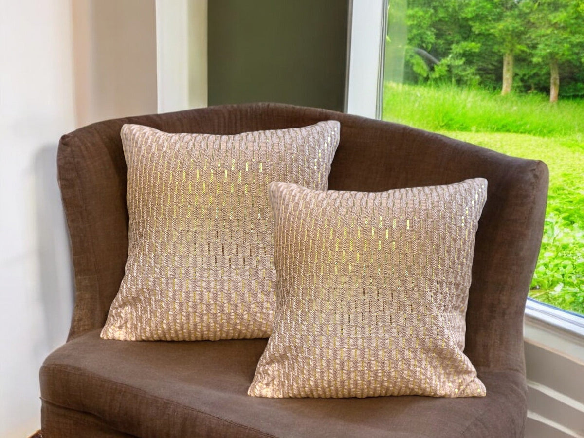 Silk Cushion or Pillow Cover with Full Sequence Design, Set of 2 Cushion Cover La Vie Bien Silk Cushion or Pillow Cover with Full Sequence Design, Set of 2