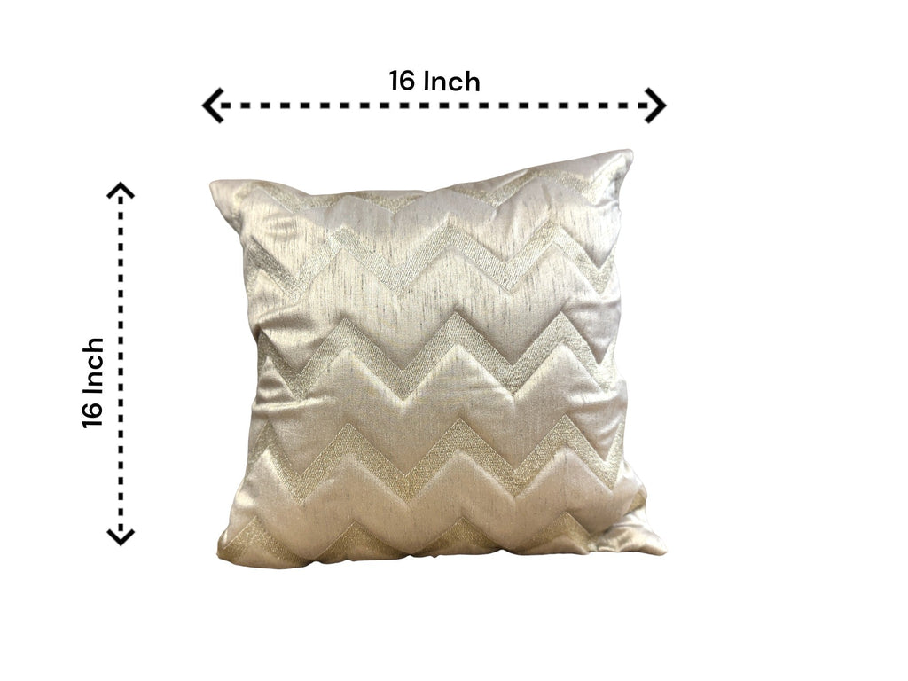 Silk Cushion or Pillow Cover with Golden Zigzag Embroidery, Set of 2 Cushion Cover La Vie Bien Silk Cushion or Pillow Cover with Golden Zigzag Embroidery, Set of 2