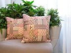 Silk Cushion or Pillow Cover with Heavy Traditional Indian Thread Work, Set of 2 Cushion Cover La Vie Bien Silk Cushion or Pillow Cover with Heavy Traditional Indian Thread Work, Set of 2