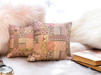Silk Cushion or Pillow Cover with Heavy Traditional Indian Thread Work, Set of 2 Cushion Cover La Vie Bien Silk Cushion or Pillow Cover with Heavy Traditional Indian Thread Work, Set of 2
