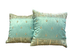 Silk Cushion or Pillow Cover with King Crown & Border Embroidery, Set of 2 Cushion Cover La Vie Bien Silk Cushion or Pillow Cover with King Crown & Border Embroidery, Set of 2