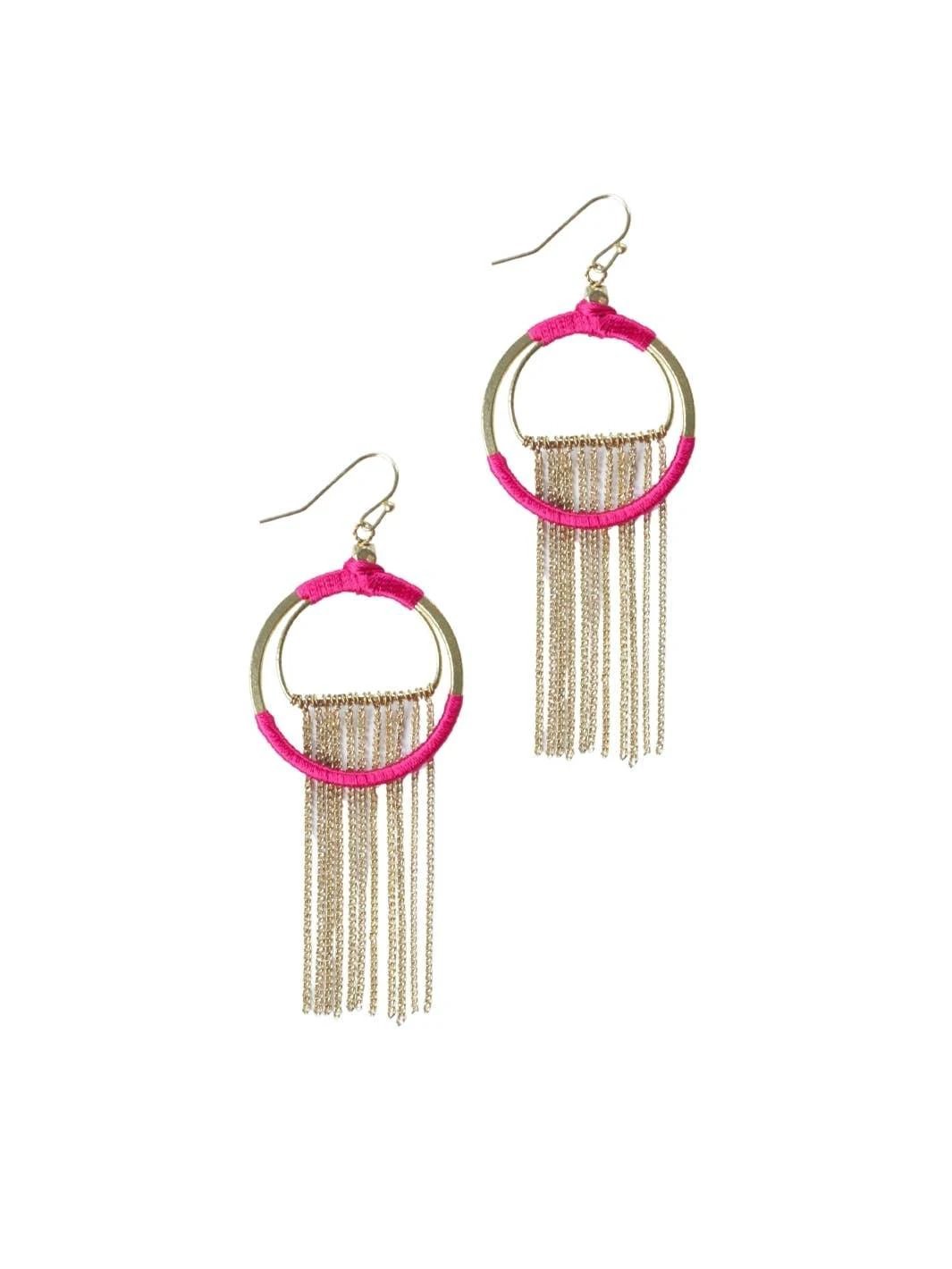 Silk Wrapped Fringe Earrings by Ethical Trade Co