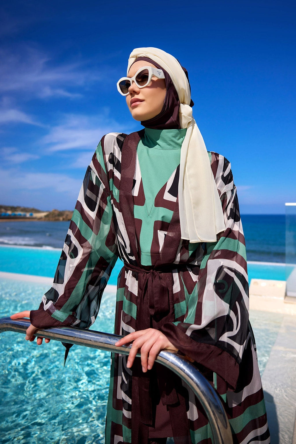 Silky Full Coverage Modest Kimono – Marina P2510 Brown Pareo La Vie Bien Silky Full Coverage Modest Kimono – Marina P2510 Brown