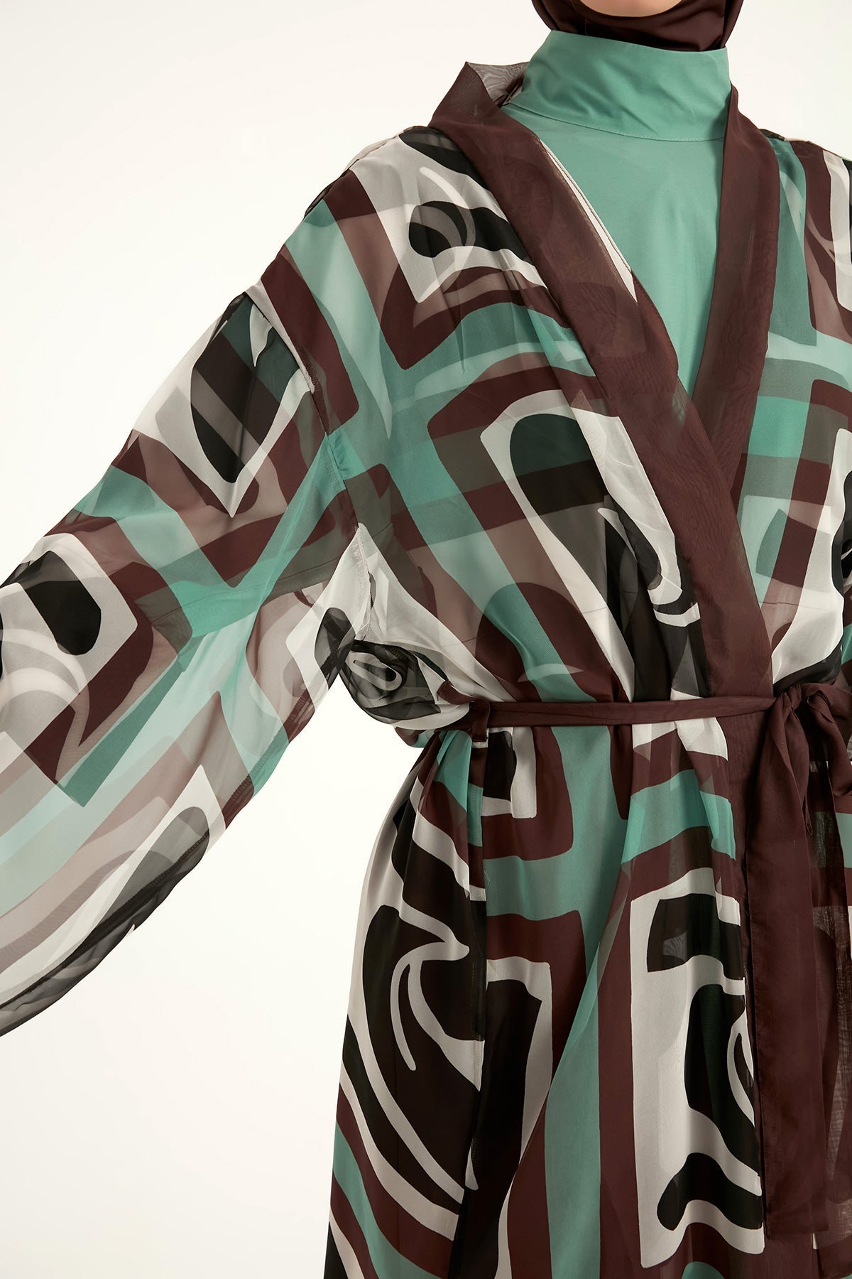 Silky Full Coverage Modest Kimono – Marina P2510 Brown Pareo La Vie Bien Silky Full Coverage Modest Kimono – Marina P2510 Brown