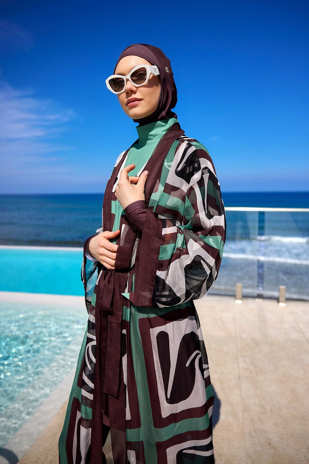 Silky Full Coverage Modest Kimono – Marina P2510 Brown Pareo La Vie Bien Silky Full Coverage Modest Kimono – Marina P2510 Brown