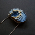 Silver Atoll Pendant Necklace – Aqua & Ultramarine Resin with Sand Design Jewelry La Vie Bien Silver Atoll Pendant Necklace – Aqua & Ultramarine Resin with Sand Design