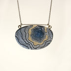 Silver Atoll Pendant Necklace – Aqua & Ultramarine Resin with Sand Design Jewelry La Vie Bien Silver Atoll Pendant Necklace – Aqua & Ultramarine Resin with Sand Design
