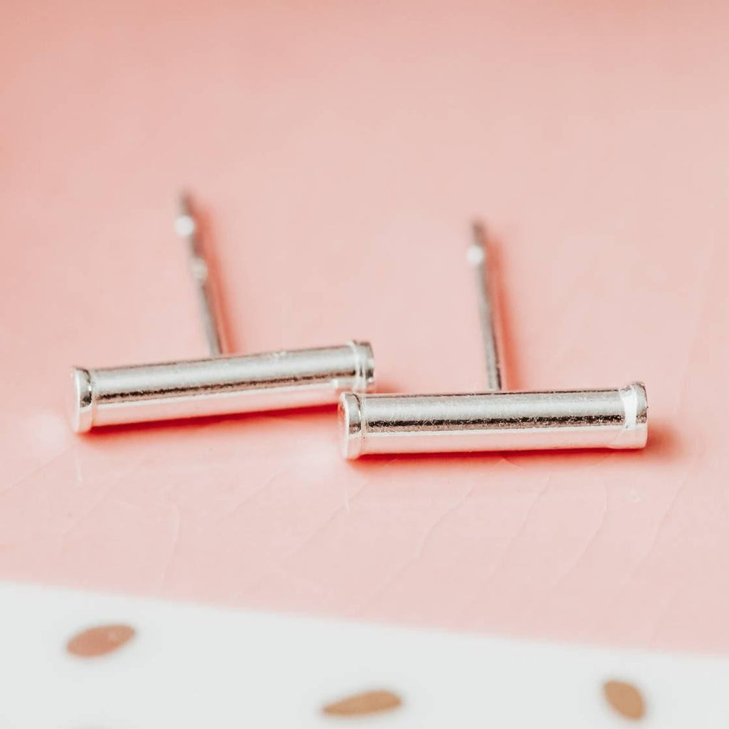 Silver Bar Stud Earrings Earrings La Vie Bien Silver Bar Stud Earrings