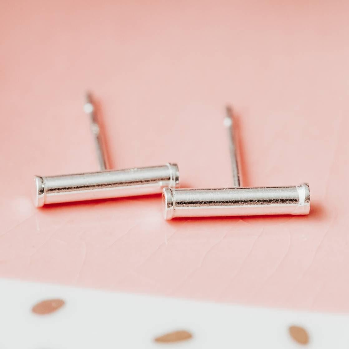 Silver Bar Stud Earrings Earrings La Vie Bien Silver Bar Stud Earrings