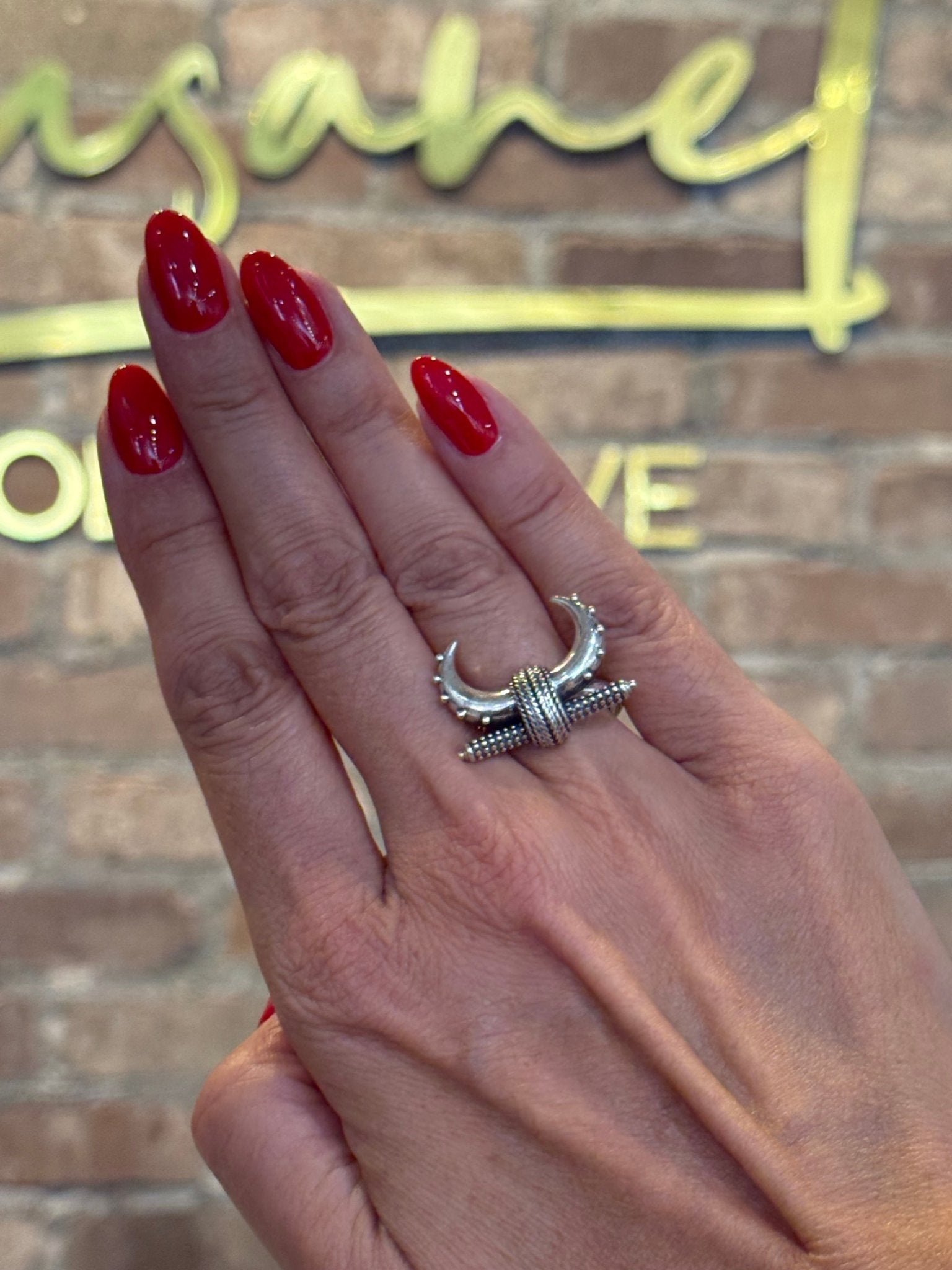 Silver Crescent Warrior Ring Silver Ring La Vie Bien Silver Crescent Warrior Ring