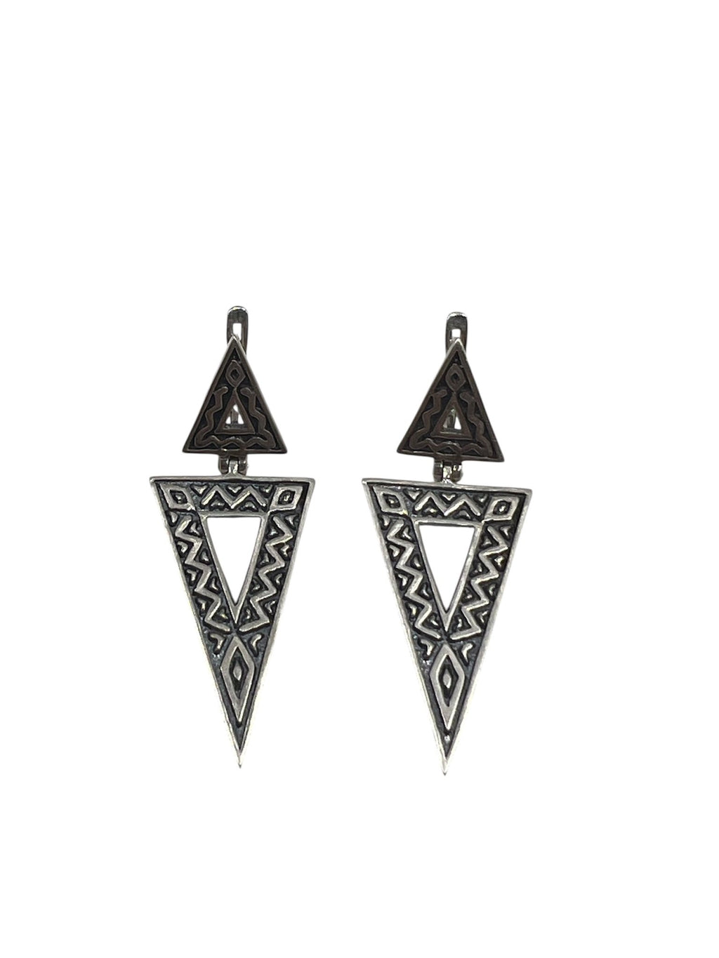 Silver Geometric Triangle Earrings Silver Earring La Vie Bien Silver Geometric Triangle Earrings