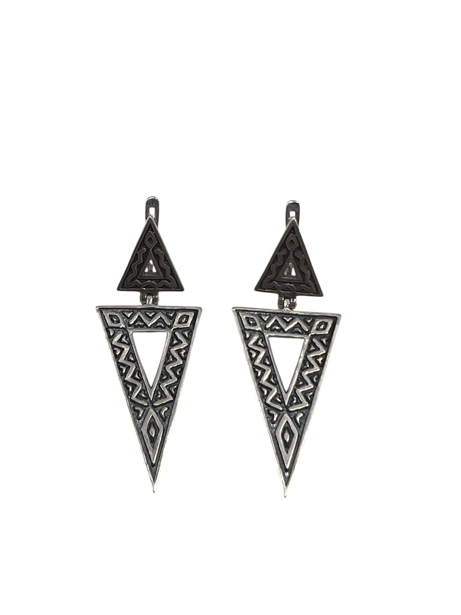 Silver Geometric Triangle Earrings Silver Earring La Vie Bien Silver Geometric Triangle Earrings