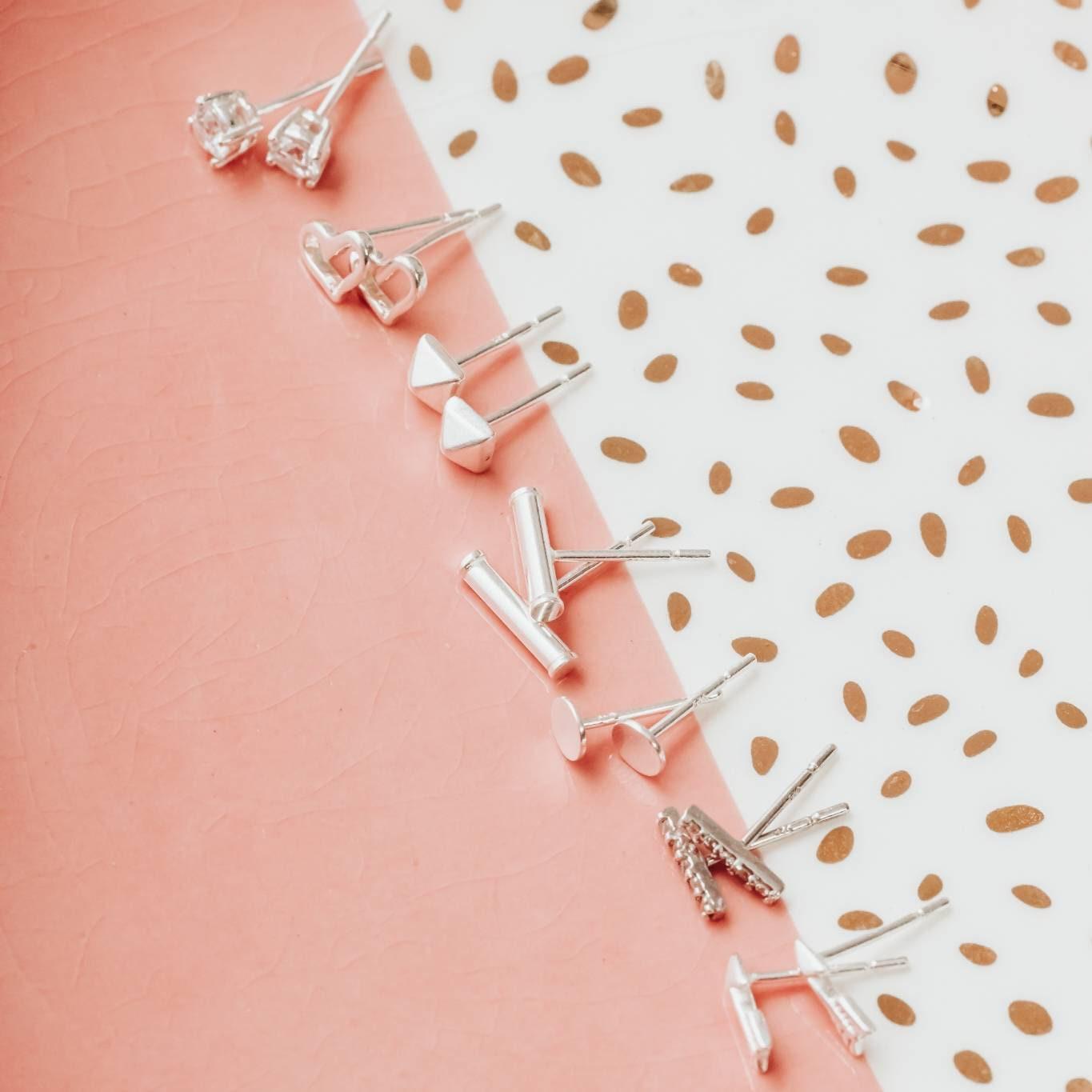 Silver Open Heart Stud Earrings Earrings La Vie Bien Silver Open Heart Stud Earrings