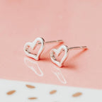 Silver Open Heart Stud Earrings Earrings La Vie Bien Silver Open Heart Stud Earrings