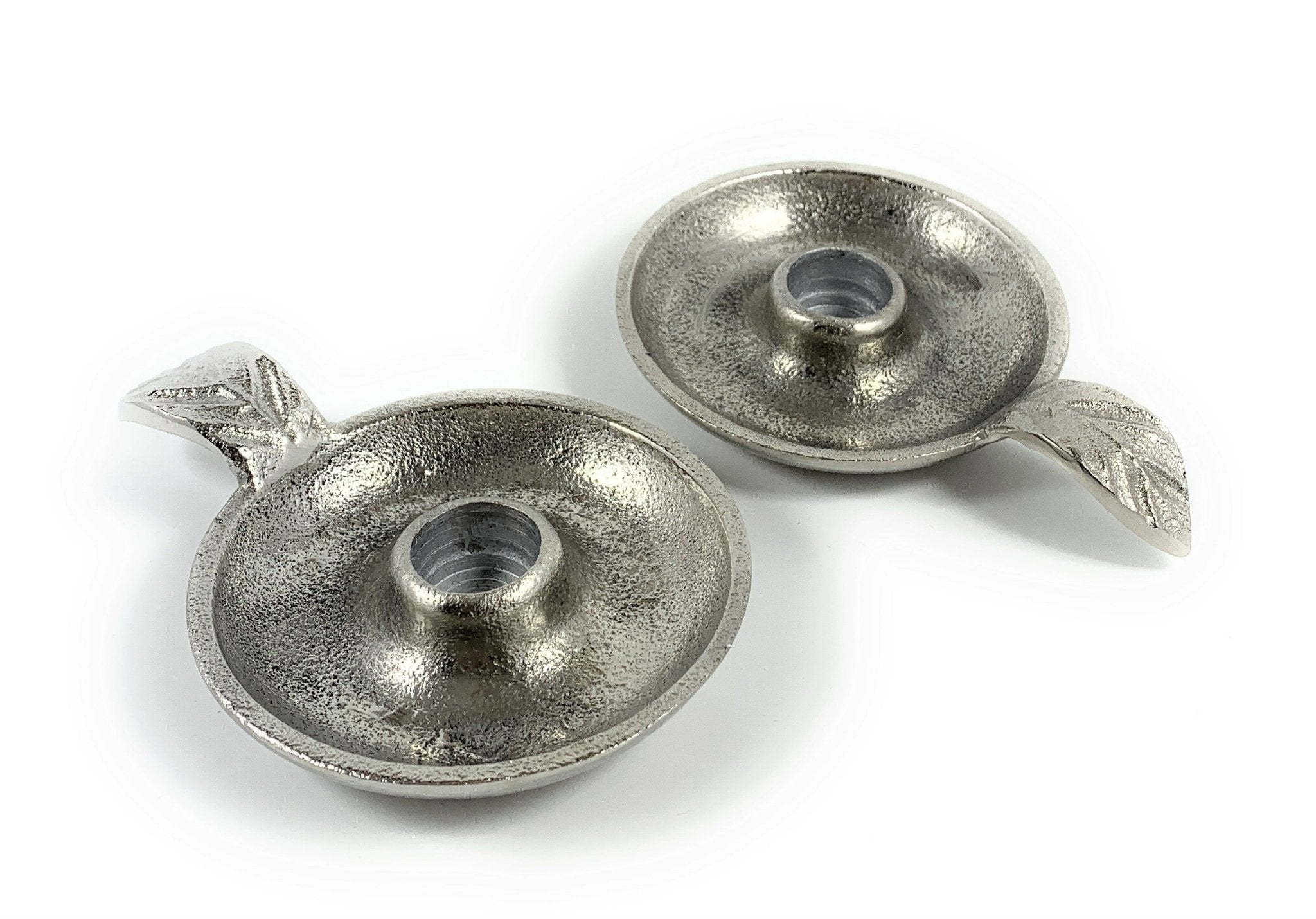 Silver Taper Candlestick Holder Dish Set of 2 home Decor La Vie Bien Silver Taper Candlestick Holder Dish Set of 2