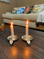 Silver Taper Candlestick Holder Dish Set of 2 home Decor La Vie Bien Silver Taper Candlestick Holder Dish Set of 2