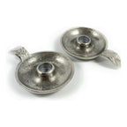 Silver Taper Candlestick Holder Dish Set of 2