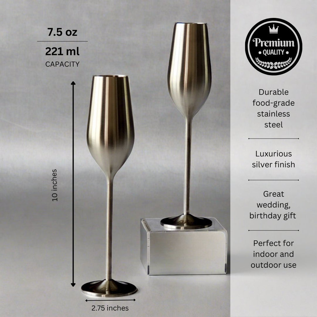 Unbreakable Champagne Flutes (Silver)