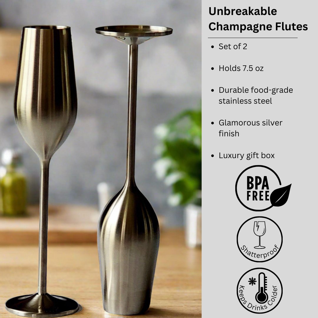 Unbreakable Champagne Flutes (Silver)