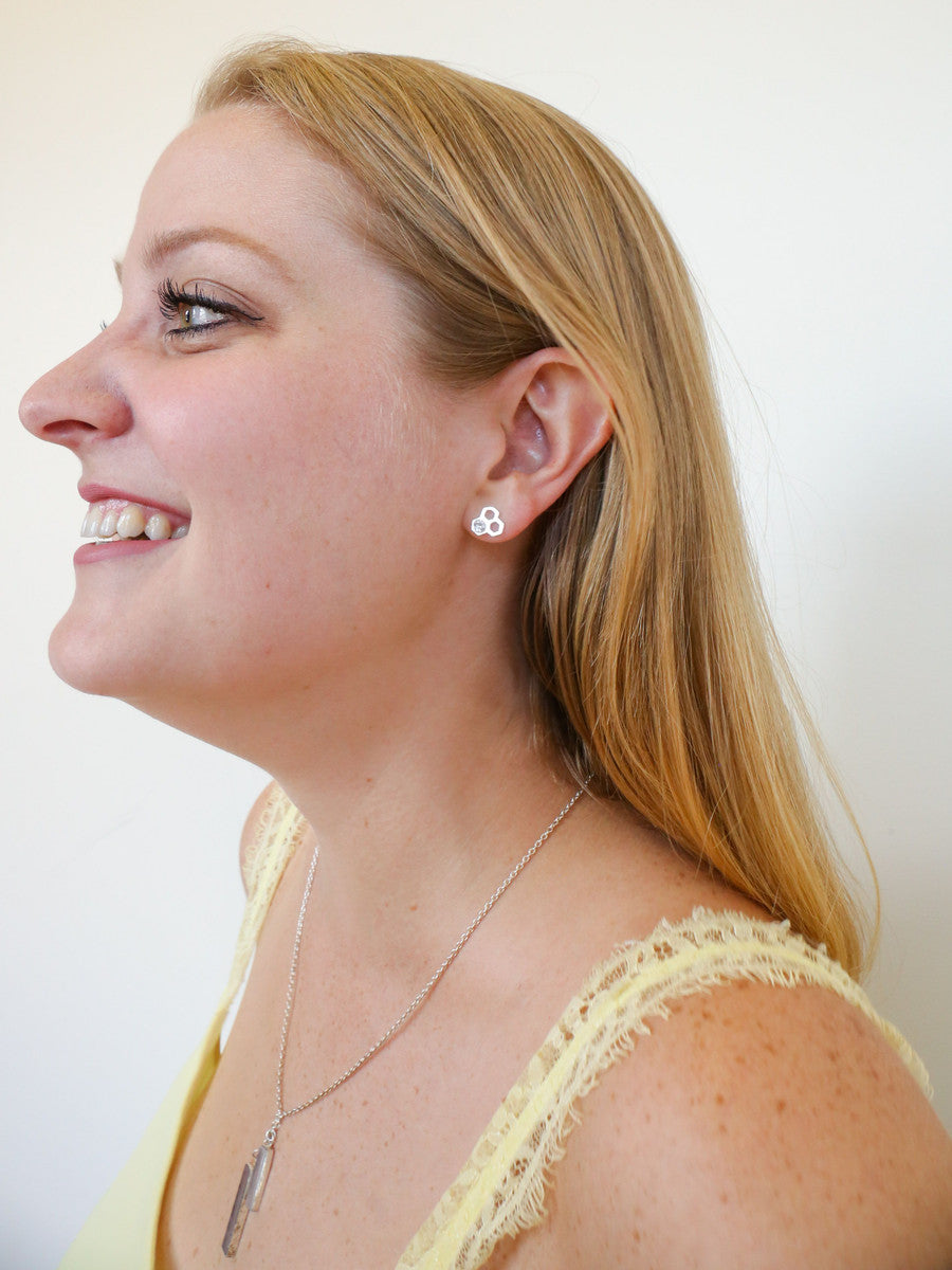 Honeycomb Studs - Silver