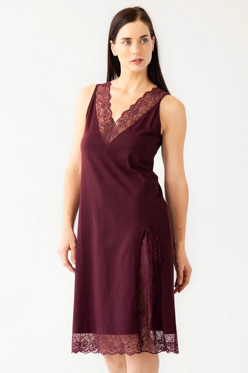 Simone Lace Trim Pima Cotton Gown NIGHTGOWN La Vie Bien Simone Lace Trim Pima Cotton Gown