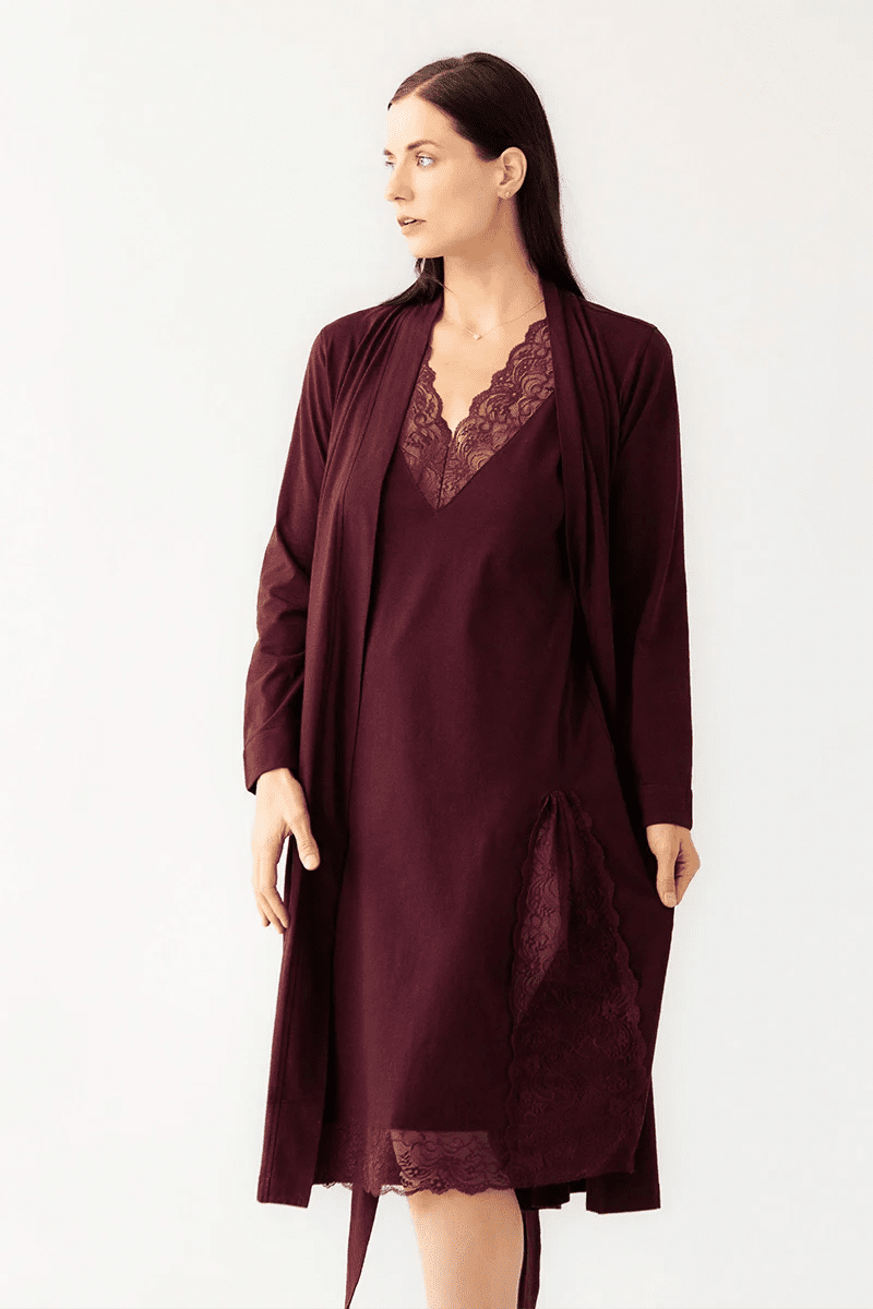 Simone Lace Trim Pima Cotton Gown NIGHTGOWN La Vie Bien Simone Lace Trim Pima Cotton Gown