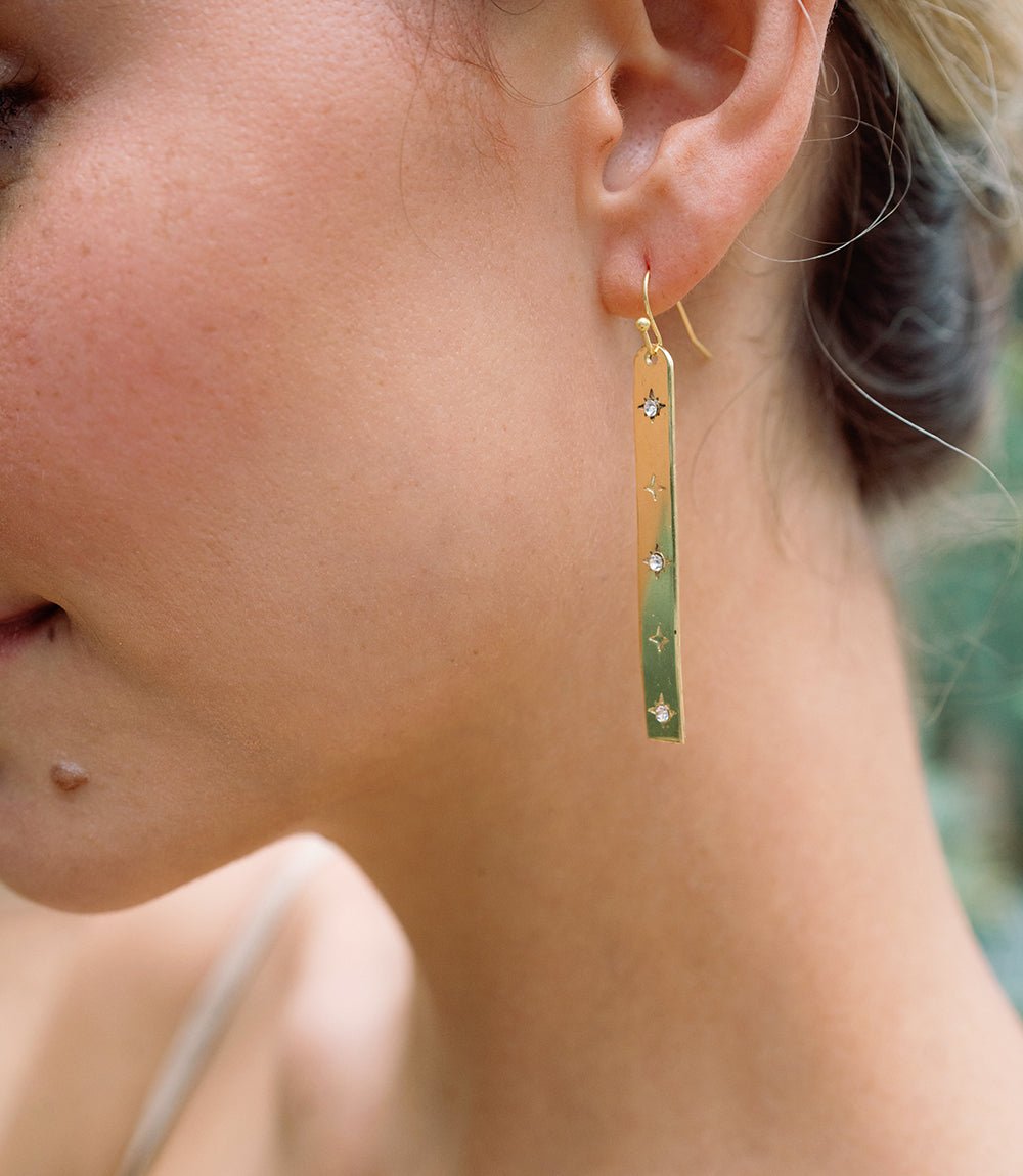 Sitara Starry Long Linear Studded Earrings HME stock line La Vie Bien Sitara Starry Long Linear Studded Earrings