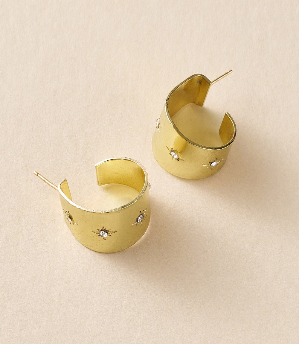 Sitara Starry Studded Round Hoop Earrings HME stock line La Vie Bien Sitara Starry Studded Round Hoop Earrings