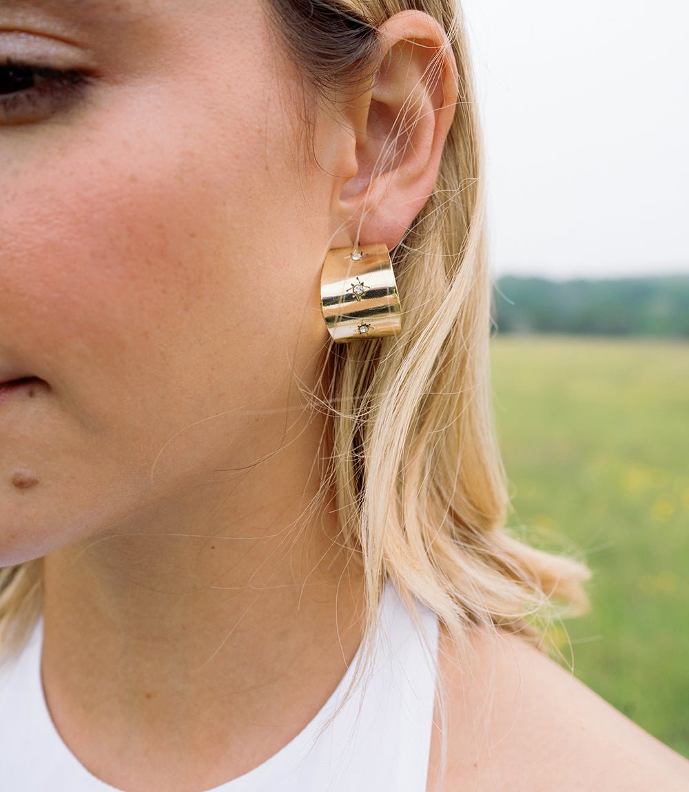 Sitara Starry Studded Round Hoop Earrings HME stock line La Vie Bien Sitara Starry Studded Round Hoop Earrings