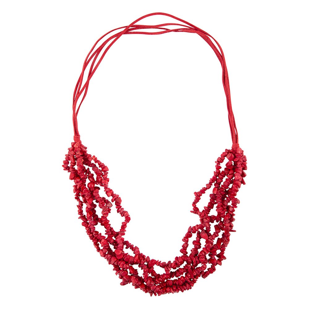 Six Strand Red Magnesite Necklace