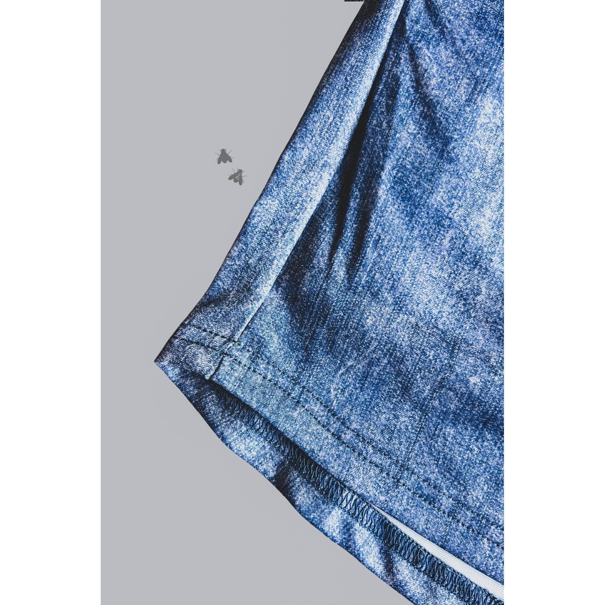[Size M - 2X] Stretch Faux Denim Athletic Style Skort