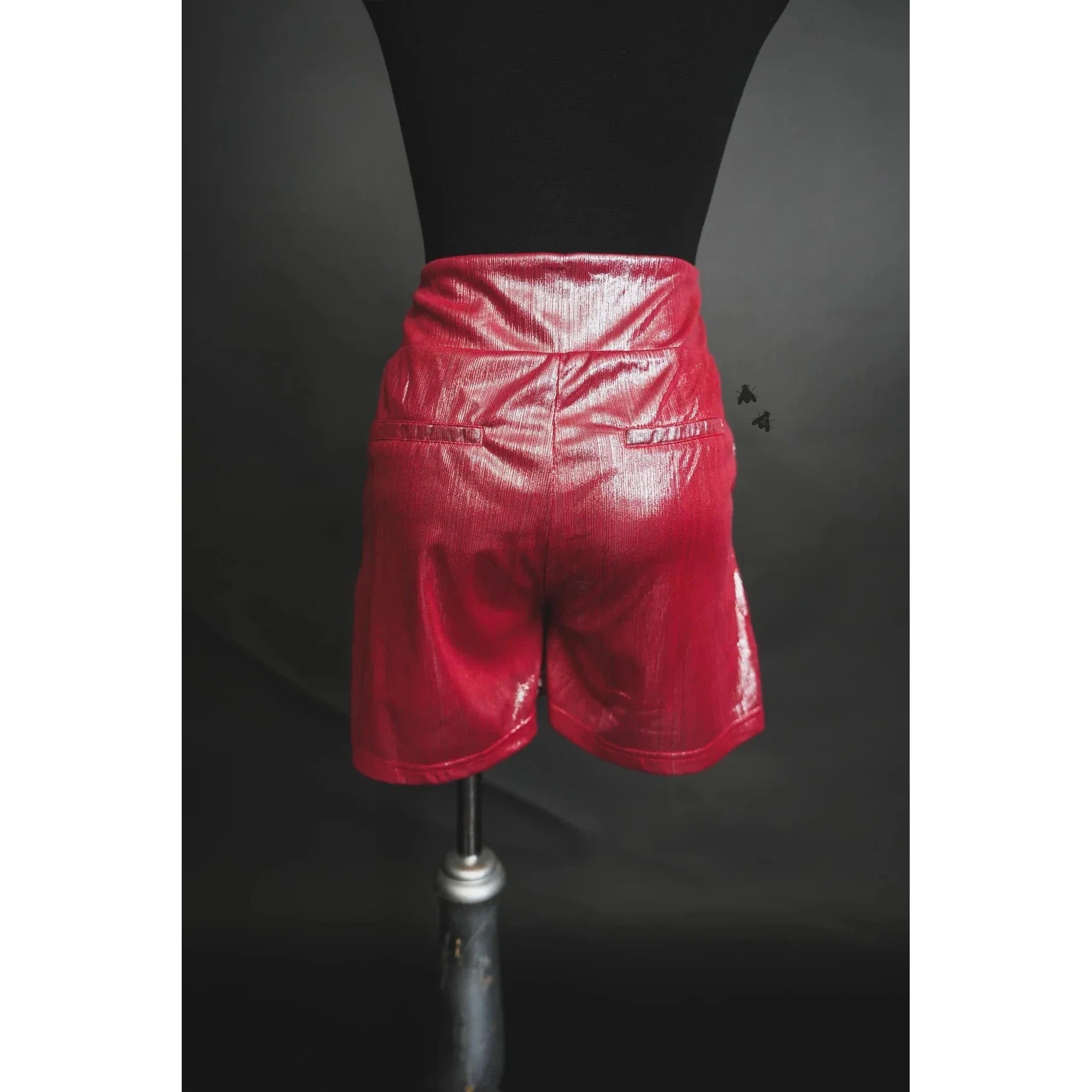[Size M - 3X] Shiny Short Firework in Red | Metallic Stretch Fabric