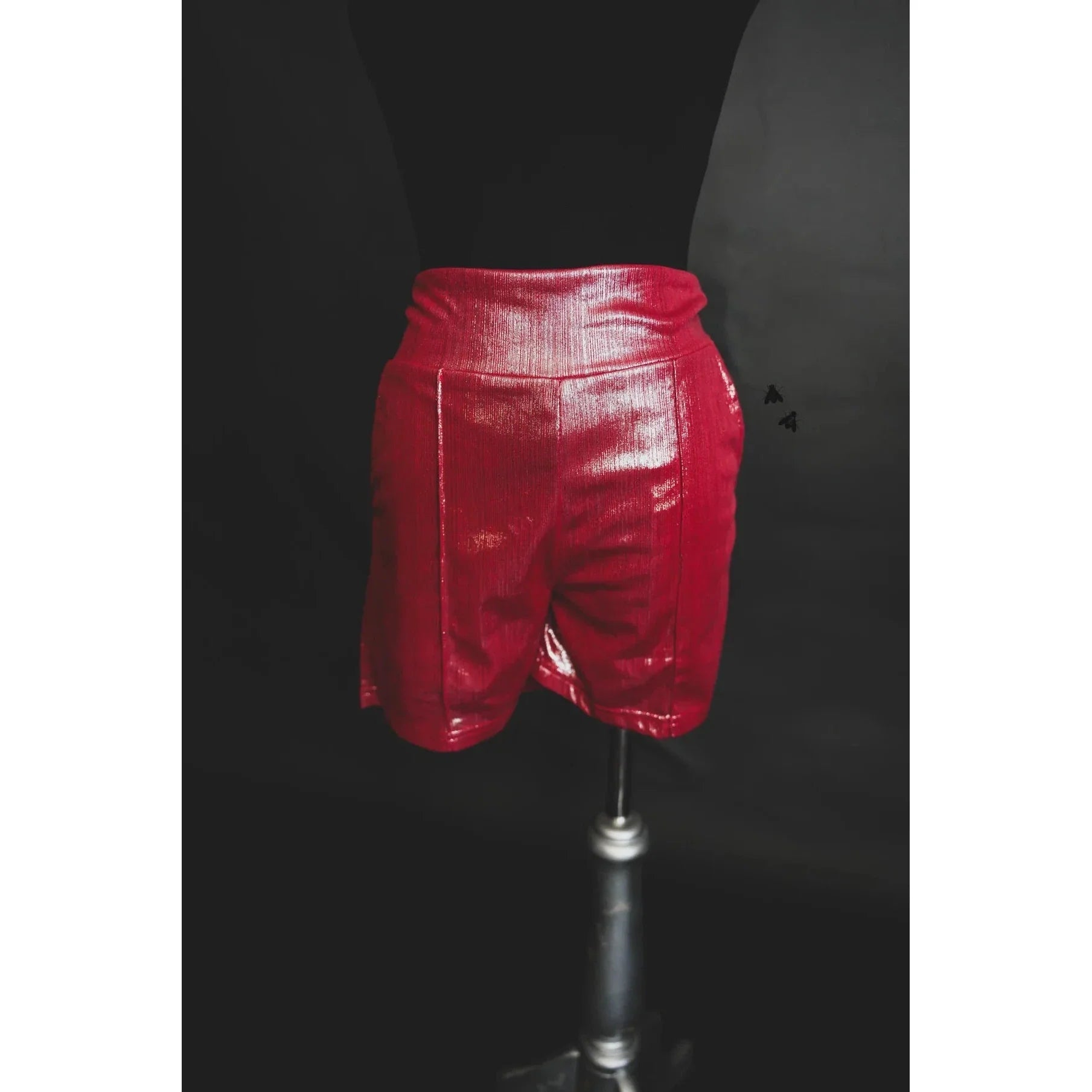 [Size M - 3X] Shiny Short Firework in Red | Metallic Stretch Fabric