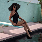 [Size XS Remaining] Pinup 1950s Rosie Retro One-Piece Swimsuit in Floral Prints, Black or Wine | 50s Inspired Swimsuit by The Bullish Store