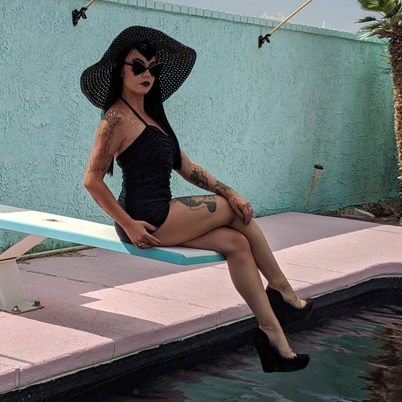 [Size XS Remaining] Pinup 1950s Rosie Retro One - Piece Swimsuit in Floral Prints, Black or Wine | 50s Inspired Swimsuit