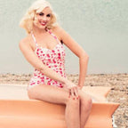 [Size XS Remaining] Pinup 1950s Rosie Retro One-Piece Swimsuit in Floral Prints, Black or Wine | 50s Inspired Swimsuit by The Bullish Store
