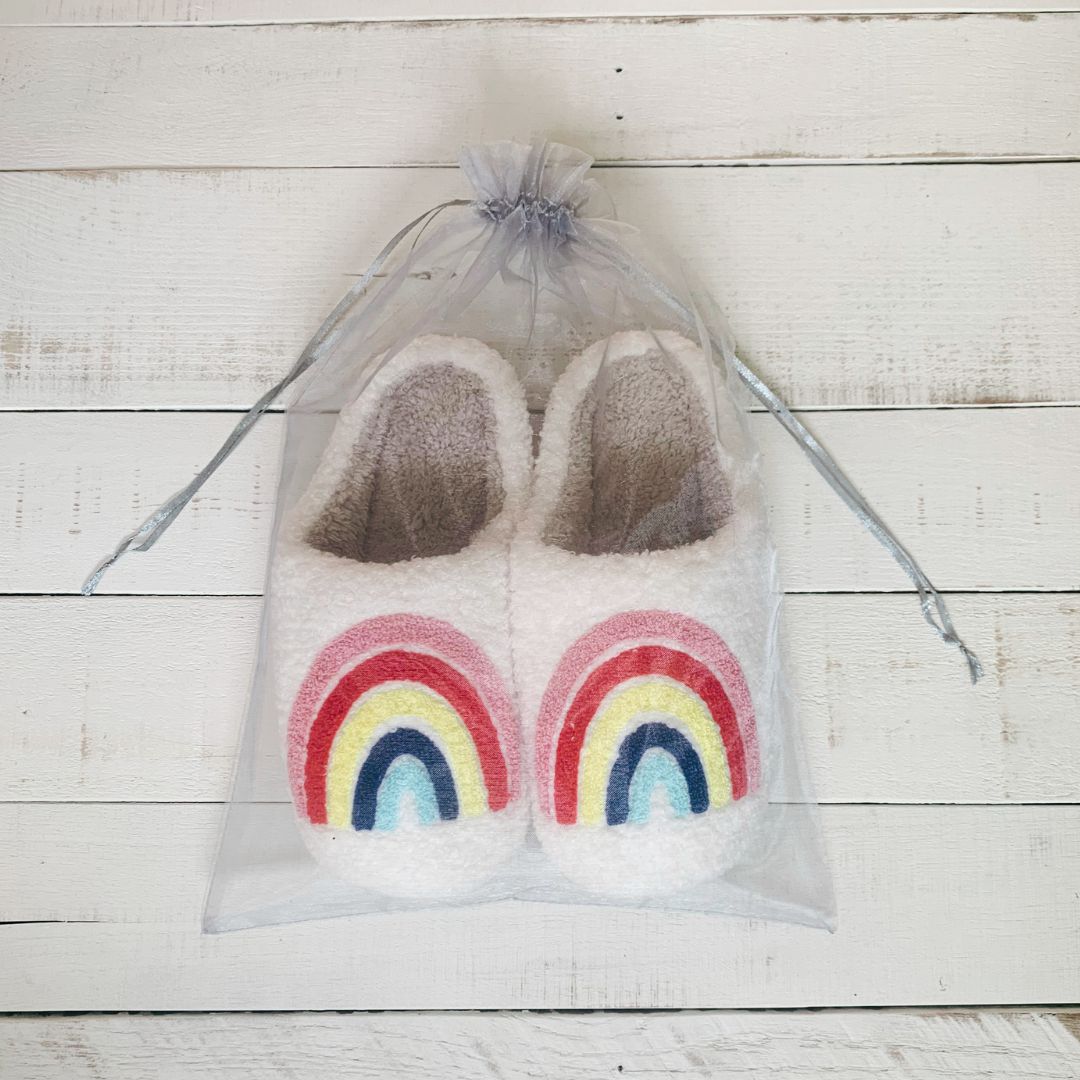 [Sizes 7 - 8 Remaining] Rainbow Plush Cozy Women's Slippers | Giftable Slip - On Mules House Shoes