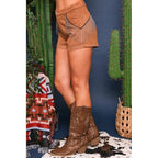 [Sizes S-M] Fringe Suede Shorts in Camel | Cowgirl Western Attire by The Bullish Store