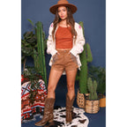 [Sizes S-M] Fringe Suede Shorts in Camel | Cowgirl Western Attire by The Bullish Store